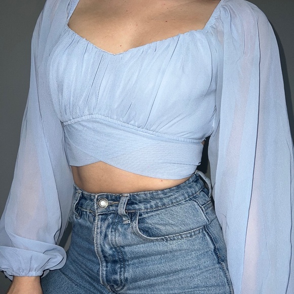 Windsor Tops - Blue Puff Sleeve Top